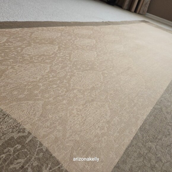 NWOT Cashmere Jacquard Lightweight Scarf Tan and Brown - Picture 6 of 12